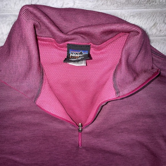 VTG Patagonia Sz Medium Capilene‎ Base Layer 1/4 Zip Shirt Thermal Pink USA Made - Picture 3 of 8